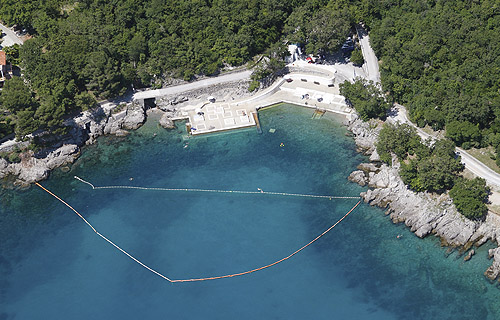 A Kostanj Rijeka egyik Kék zászlós strandja