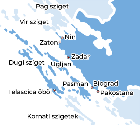 Zadar régió térképe