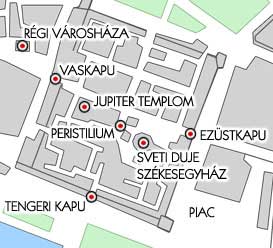A Diokleciánusz palota térképe a fontosabb látnivalókkal