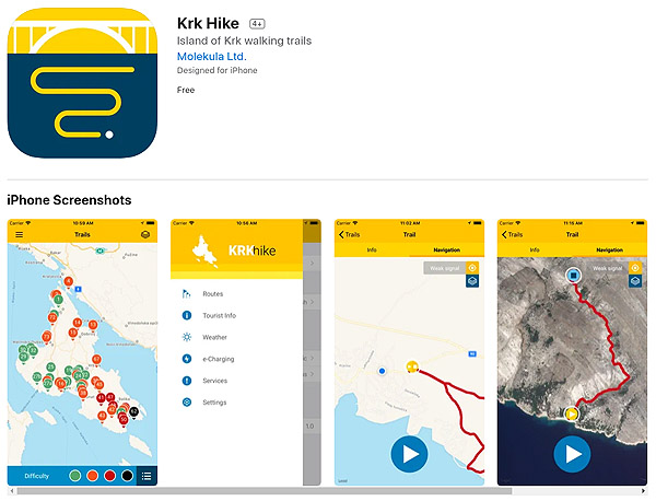 Krk szigeti túrázós app